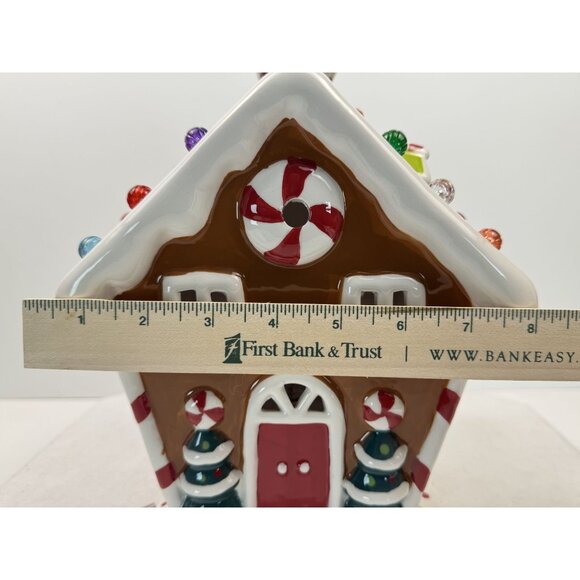 Ceramic Light-Up Gingerbread House 10" Gumdrop Roof Christmas Village with Cord - Picture 13 of 16